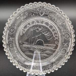 Lafayette Clear Glass Pairpoint Cup Plate Suncatcher Window Decor VTG